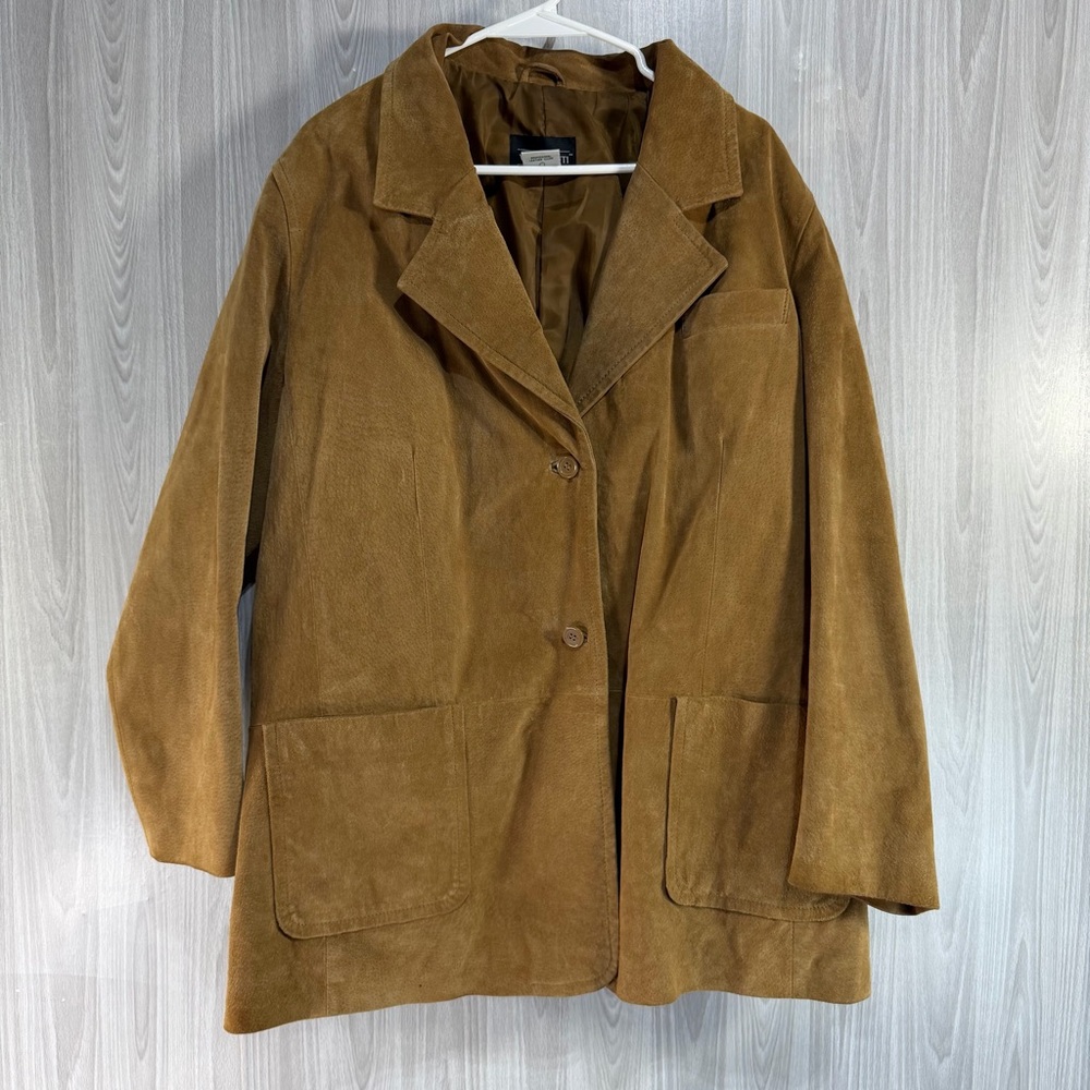 Via Accenti Vintage Women’s Tan Leather Suede Jacket Coat Blazer Size B0 Classic